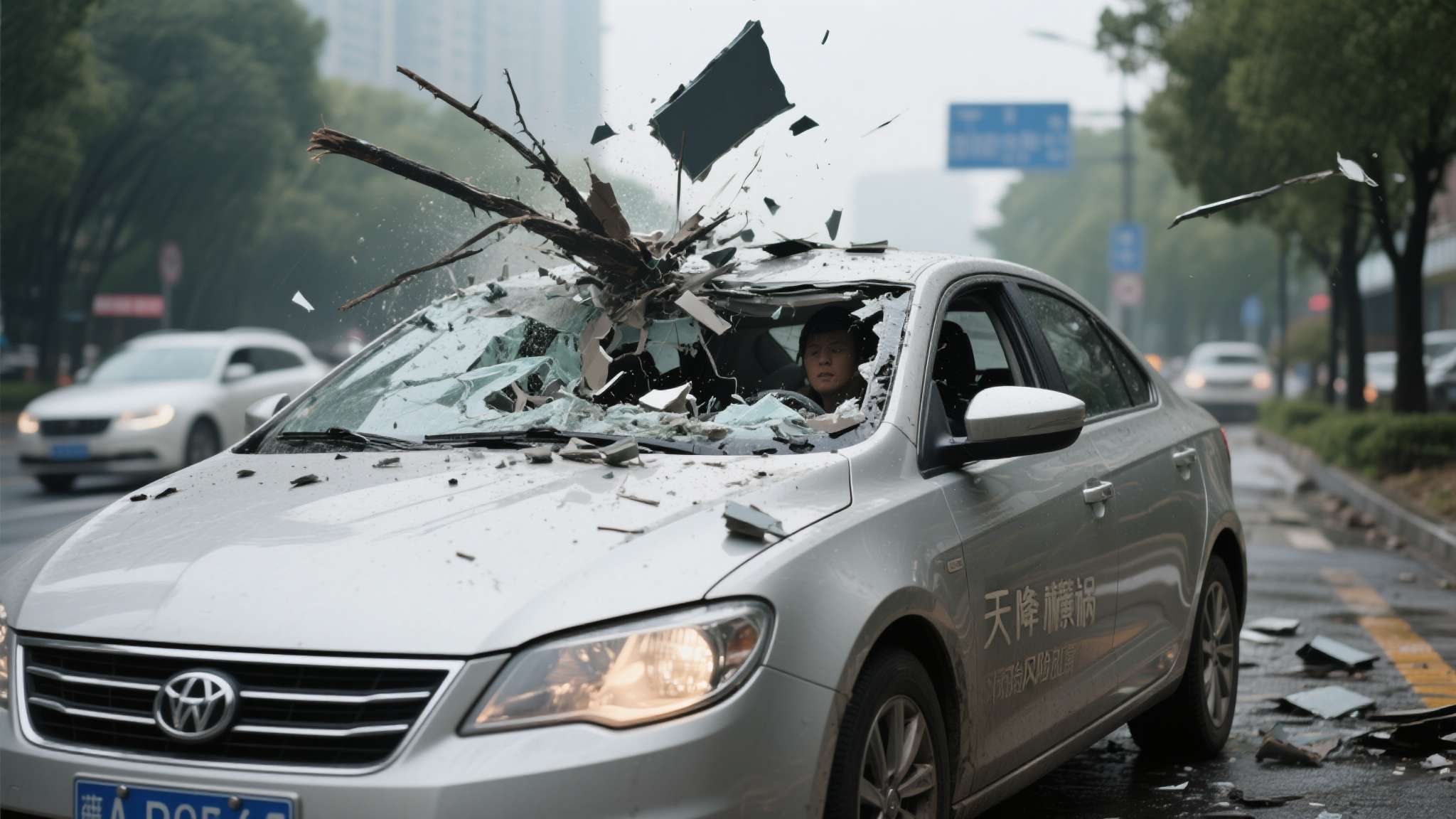 现实版死神来了！一小车被身后货车掉落钢管贯穿